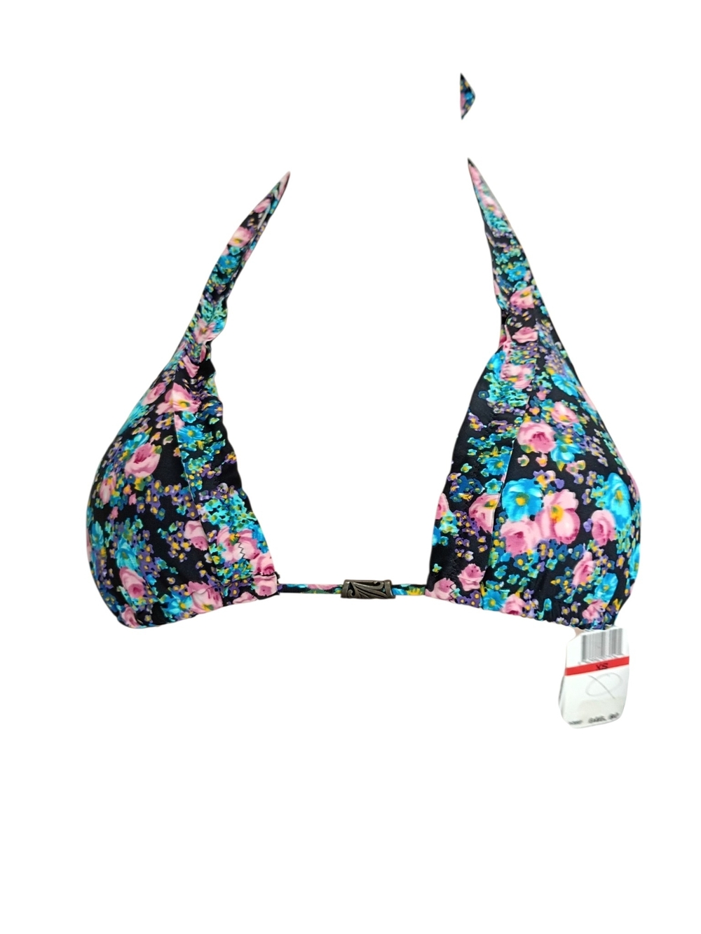 Jessica Simpson Floral Halter Bikini Top - Black, Pink, Blue